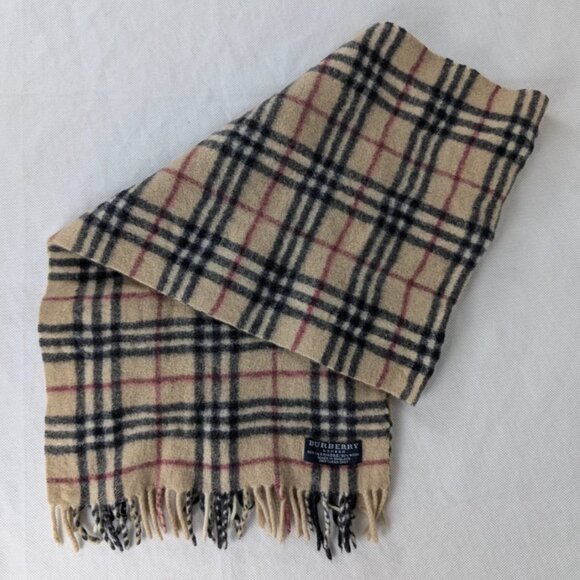 Authentic Burberry Cashmere & Wool Scarf Beige – Unisex Classic Check -Fast Ship - Picture 1 of 7